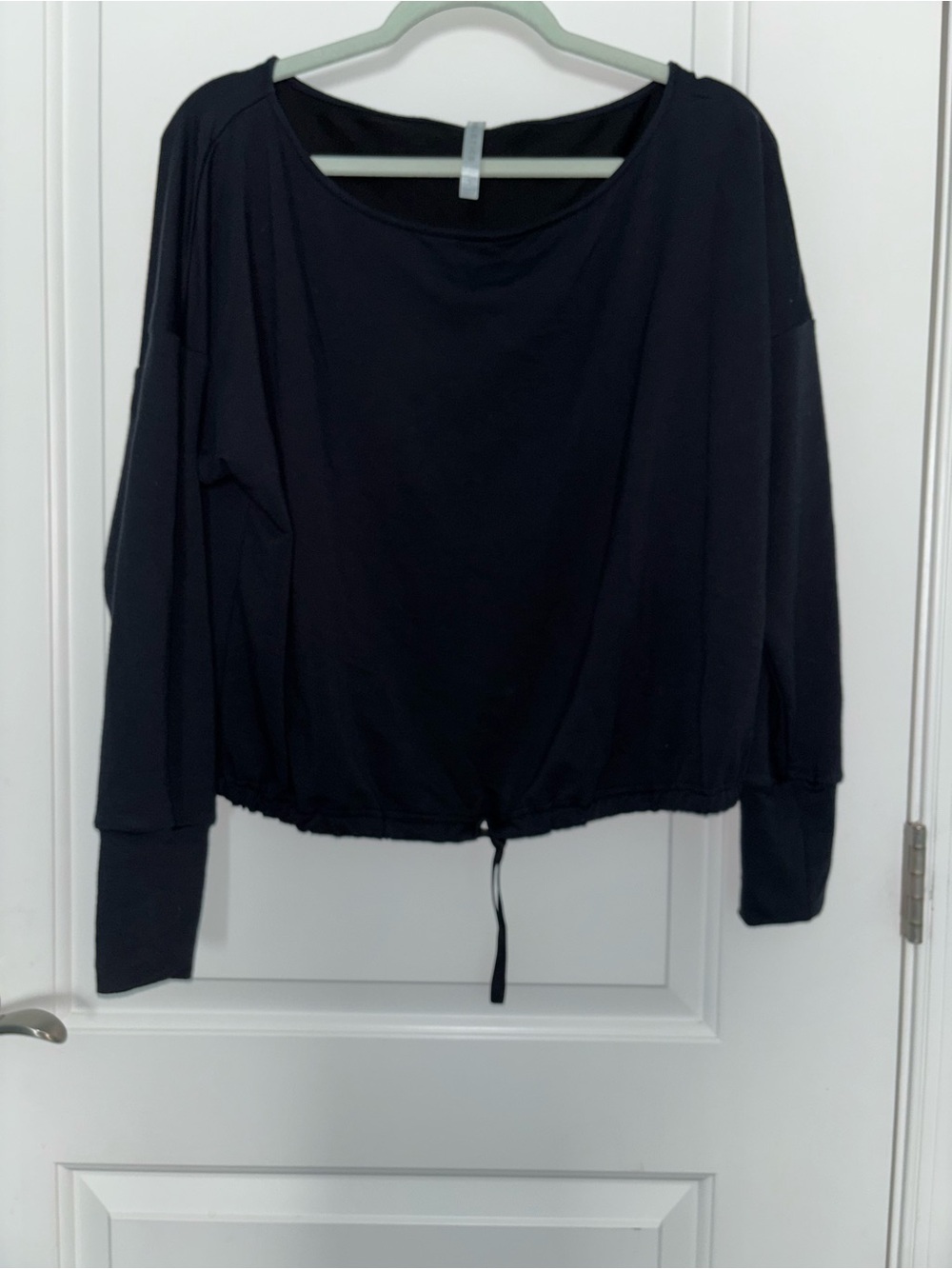 Fabletics Black Long-Sleeve Drawstring Hem Top